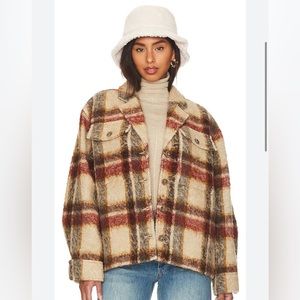 Anine Bing Flynn Oatmeal Plaid Jacket Sz M